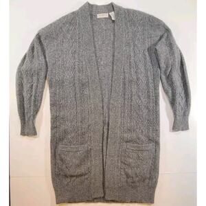 Vintage LIZ CLAIBORNE Lambswool Mohair Blend Cardigan Sweater Gray Small